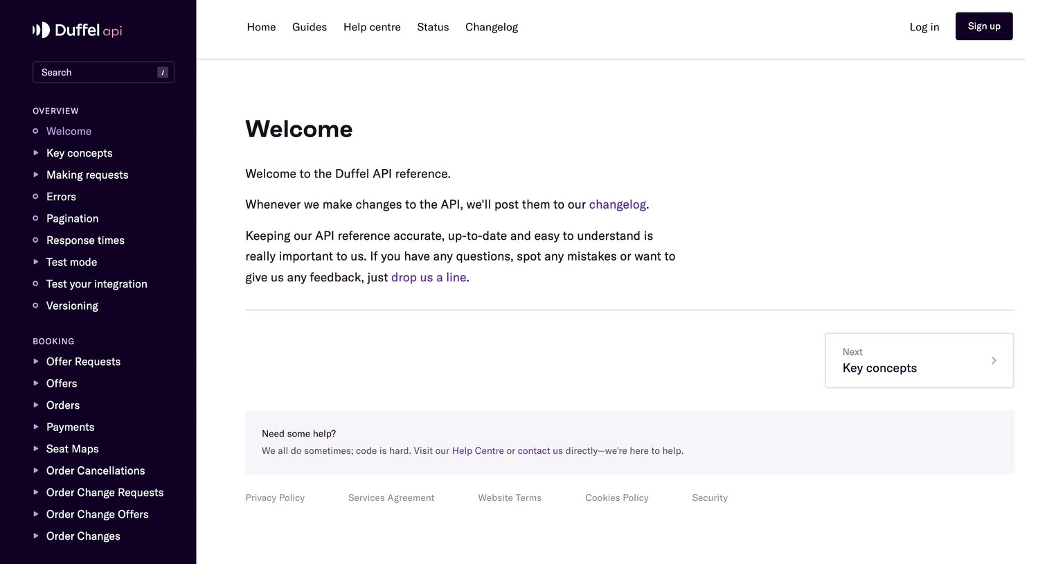 Duffel - Welcome | API Reference – Duffel screen