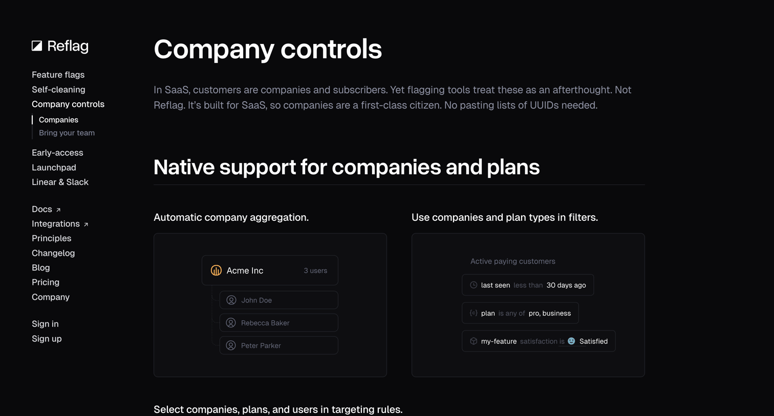 Reflag - Company controls  Reflag screen