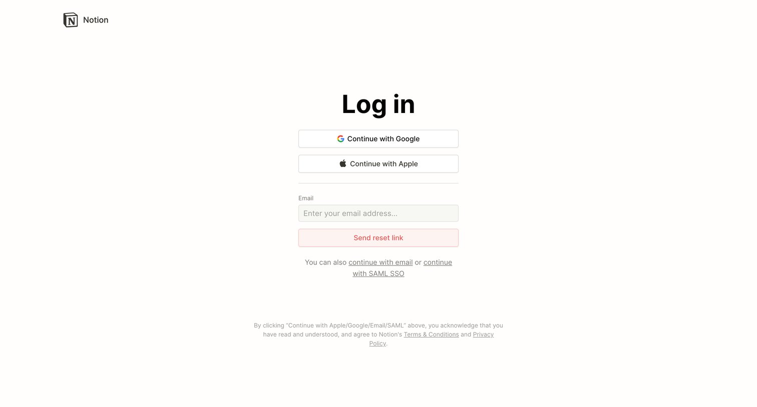 Notion - Notion - Log in screen