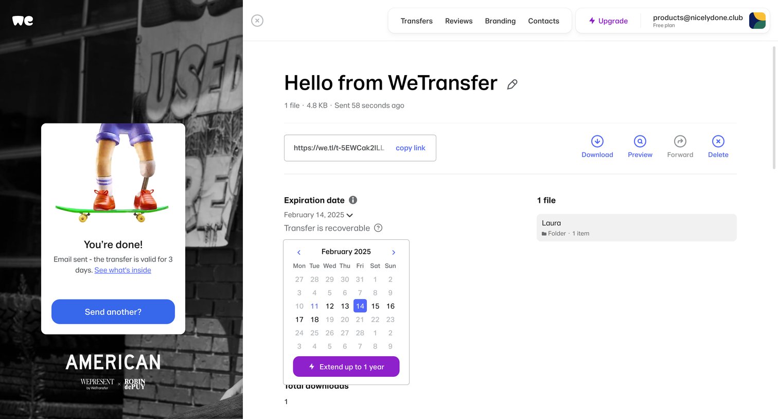 WeTransfer - WeTransfer | Send Large Files Fast screen