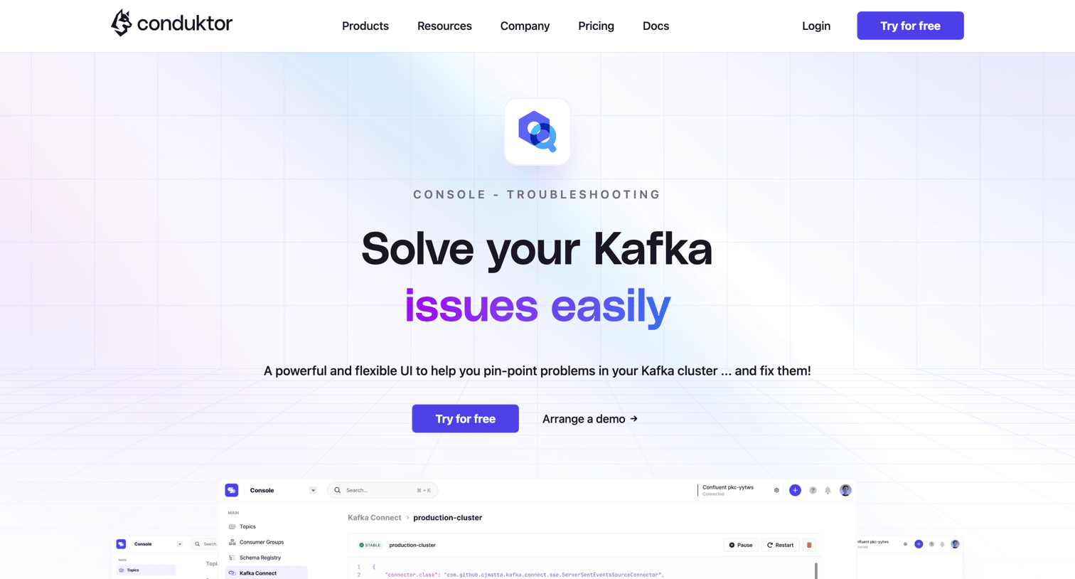 Conduktor - Conduktor Troubleshooting | The Apache Kafka Platform screen