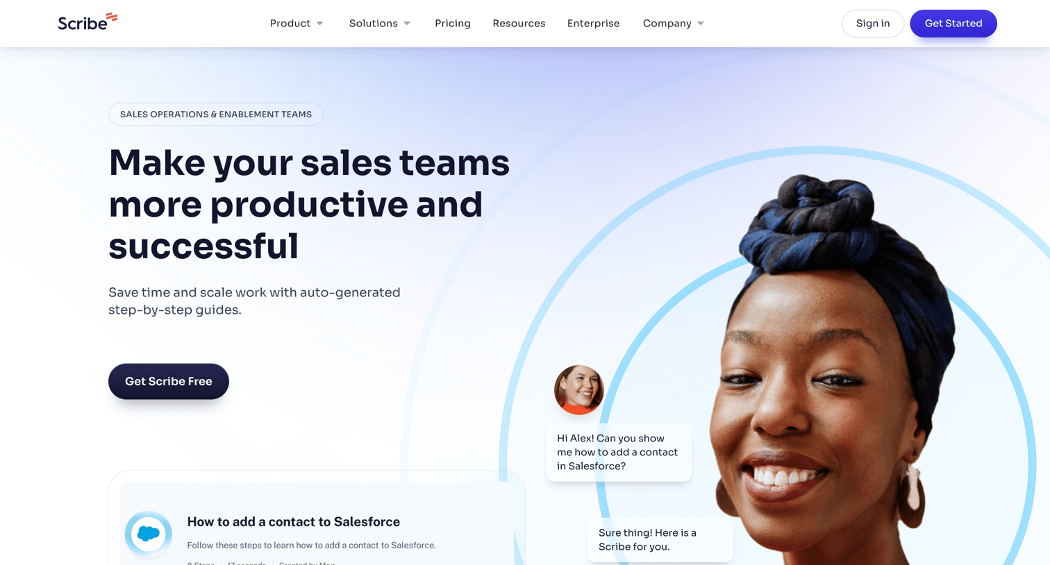 Scribe - Sales Operations | Enablement Teams — Scribe screen