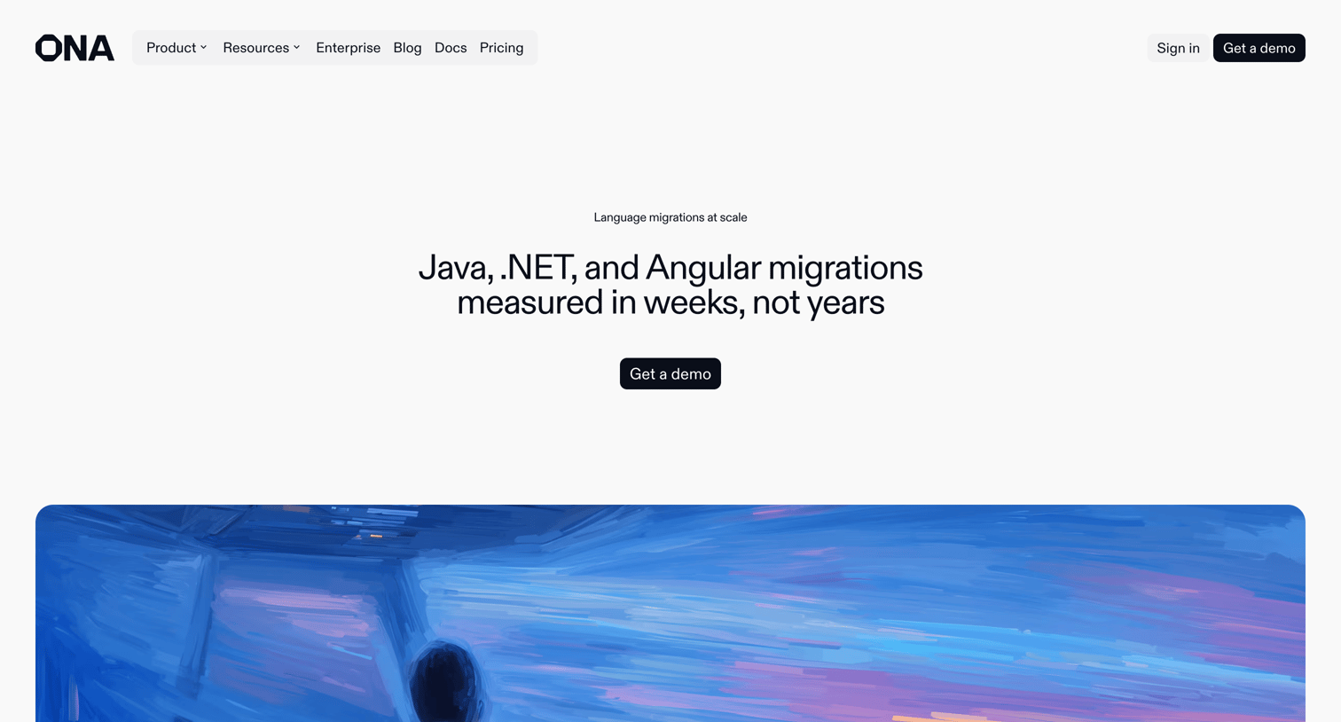 Ona - Migrate Java, .NET, and Angular migrations at scale  Ona - AI software engineers screen