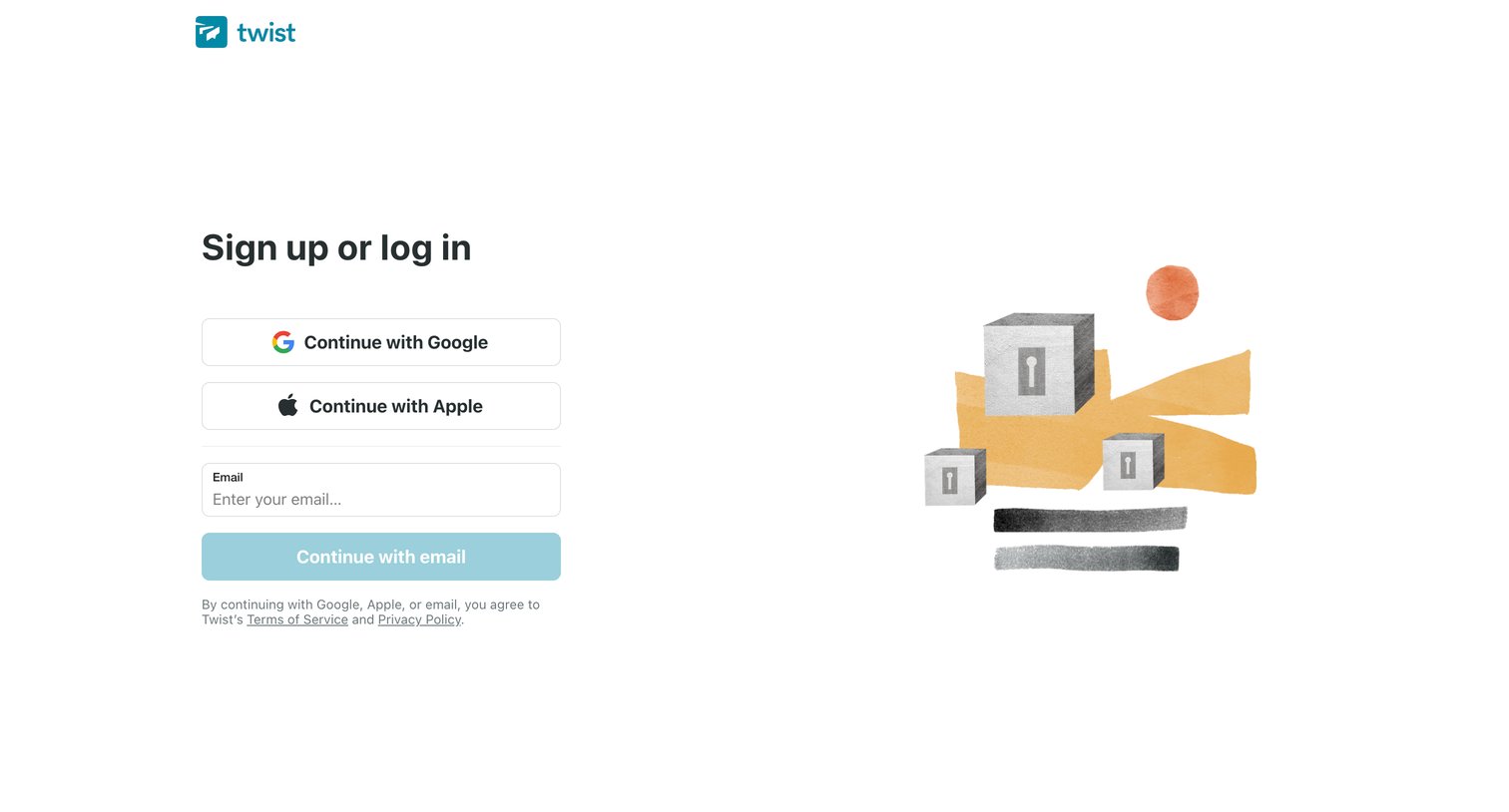 Twist - Sign up or log in | Twist screen
