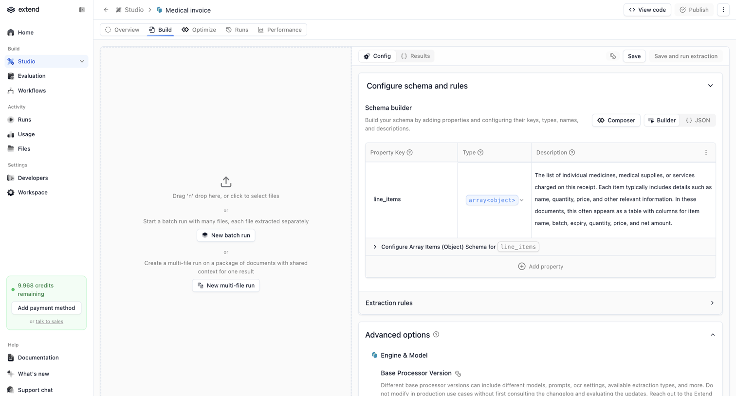 Extend - Medical invoice | extend screen