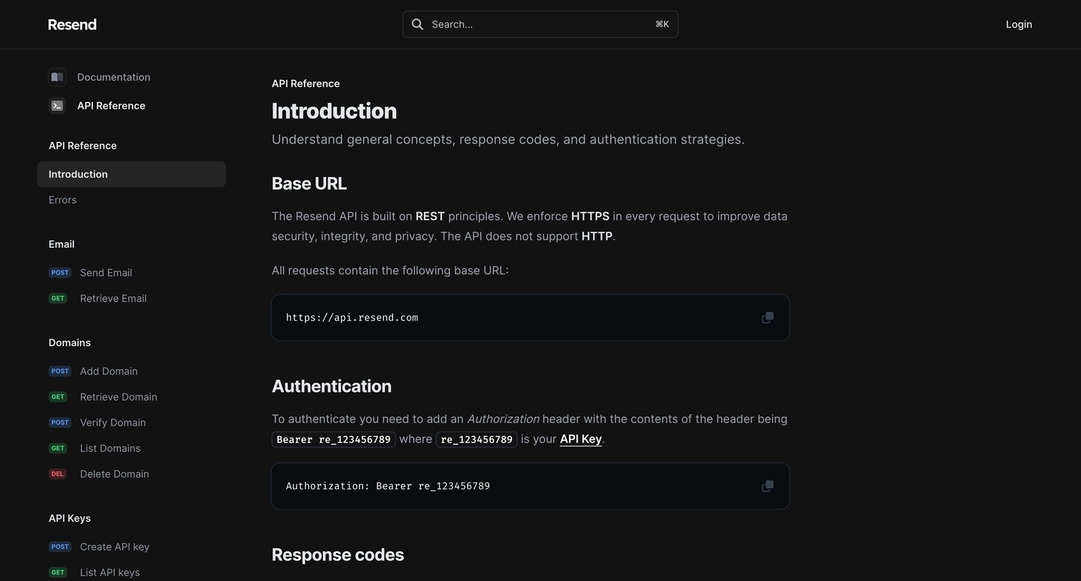 Resend - Introduction - Resend screen