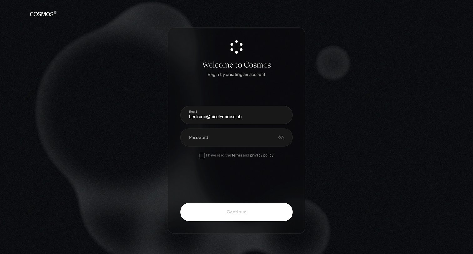 Cosmos - Cosmos - Onboarding screen