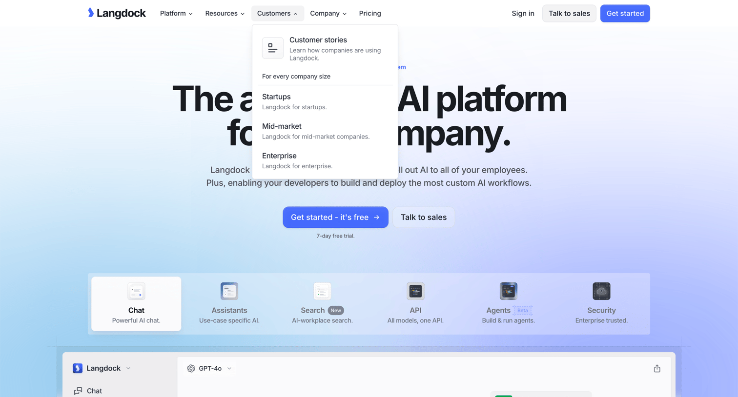 Langdock - Langdock | The all-in-one AI platform for your company. screen