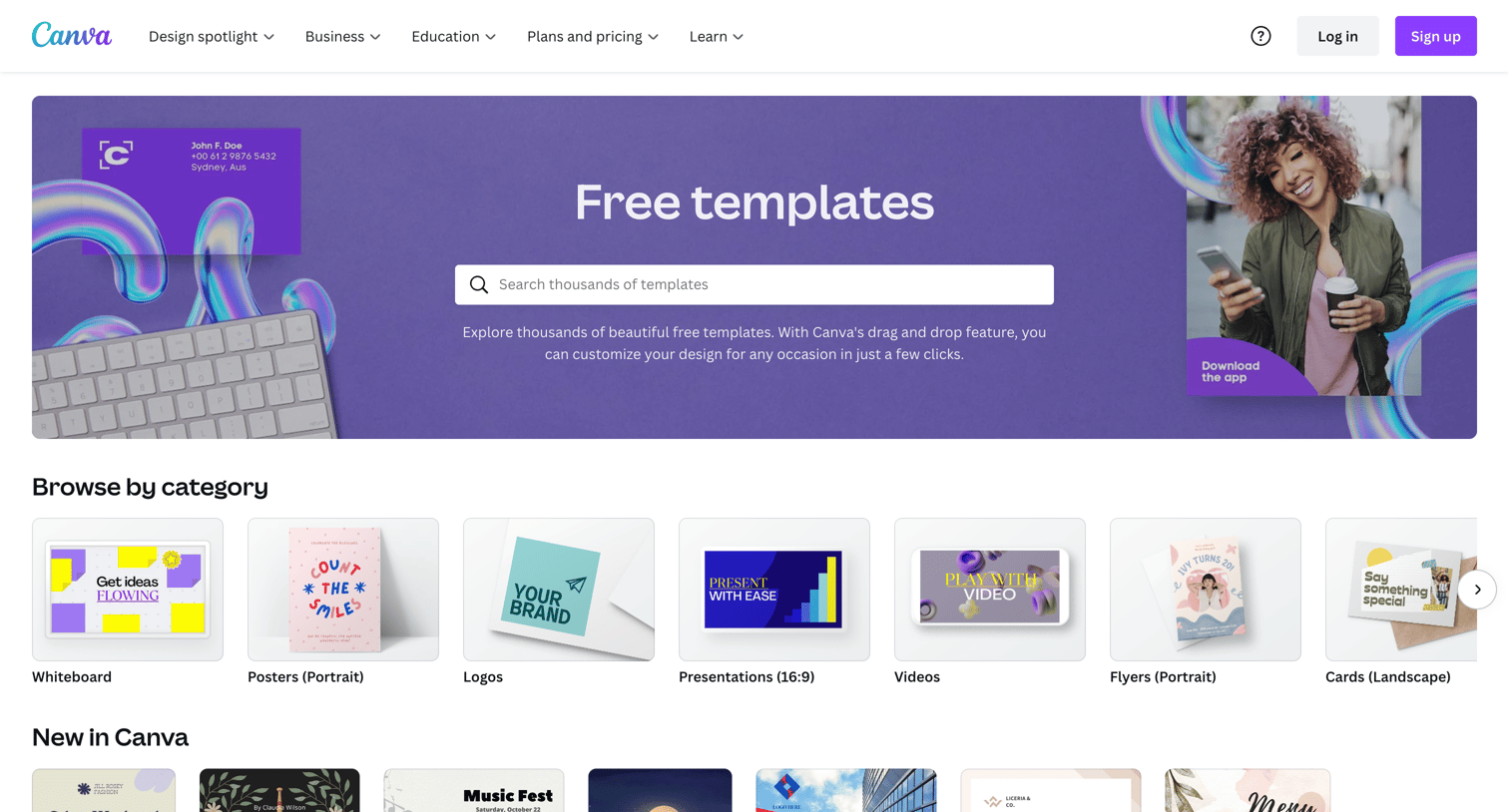Canva - Free templates | Canva screen