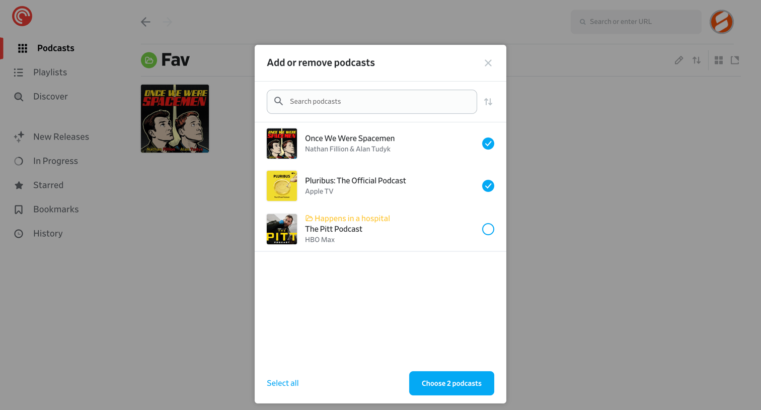 Pocket Casts - Fav Folder - Pocket Casts screen
