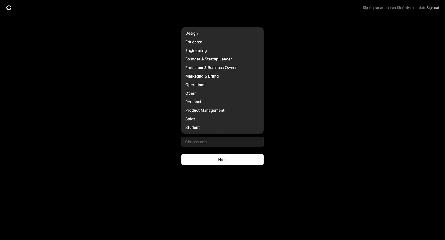 Tome - Tome - Create Profile screen