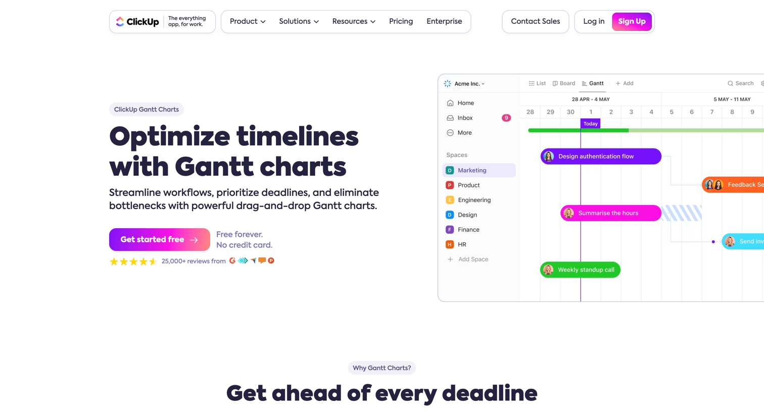 ClickUp - Gantt Chart View in ClickUp screen