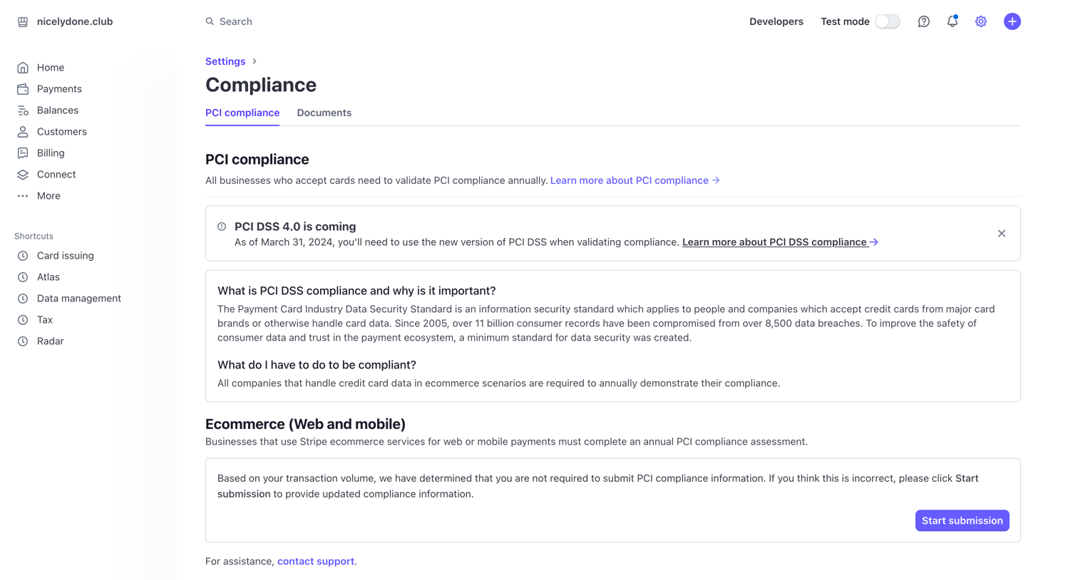 Stripe - PCI compliance – nicelydone.club – Stripe screen
