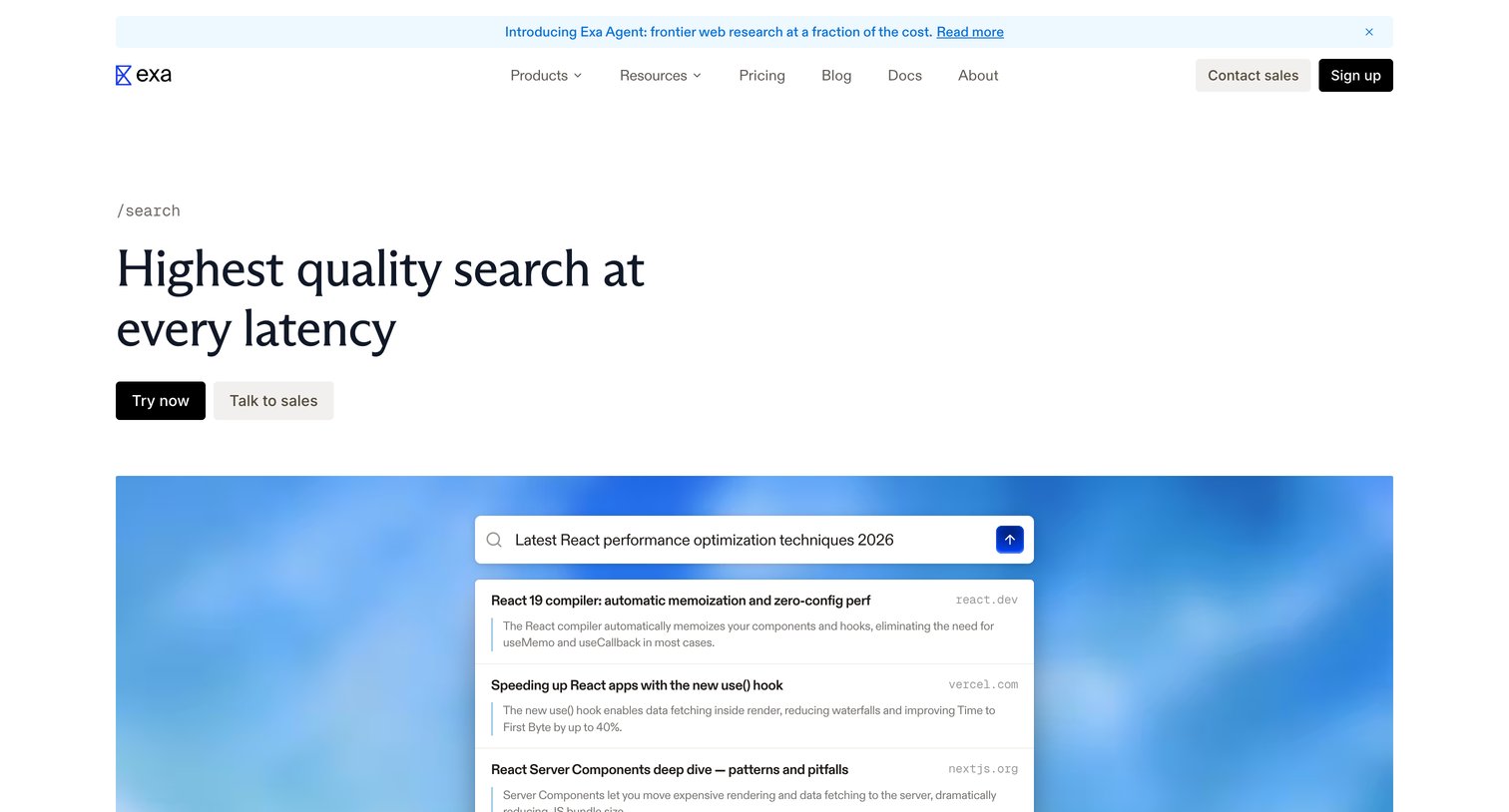 Exa - Search Exa screen