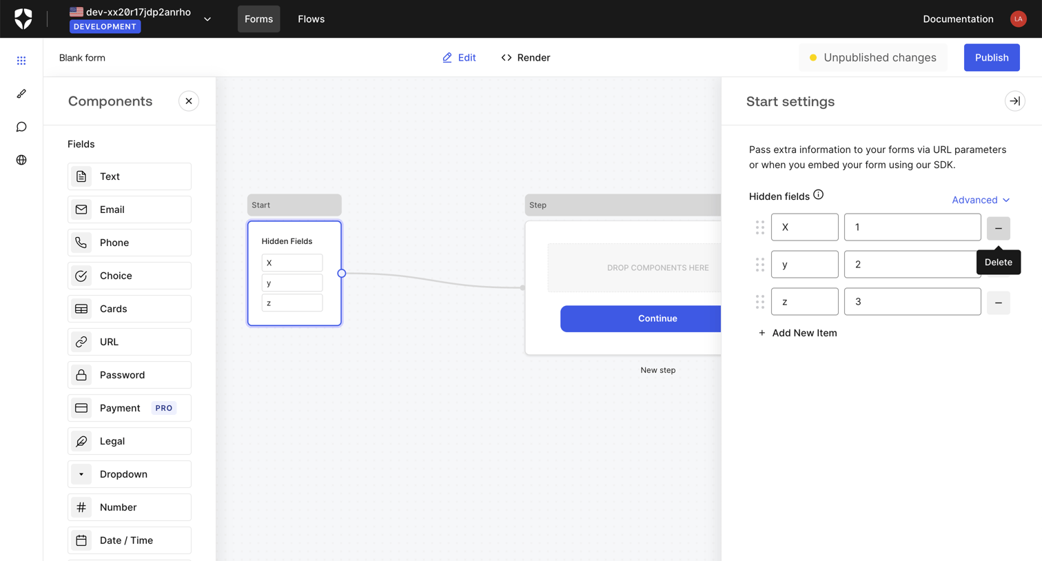 Auth0 - Blank form | Form Editor screen