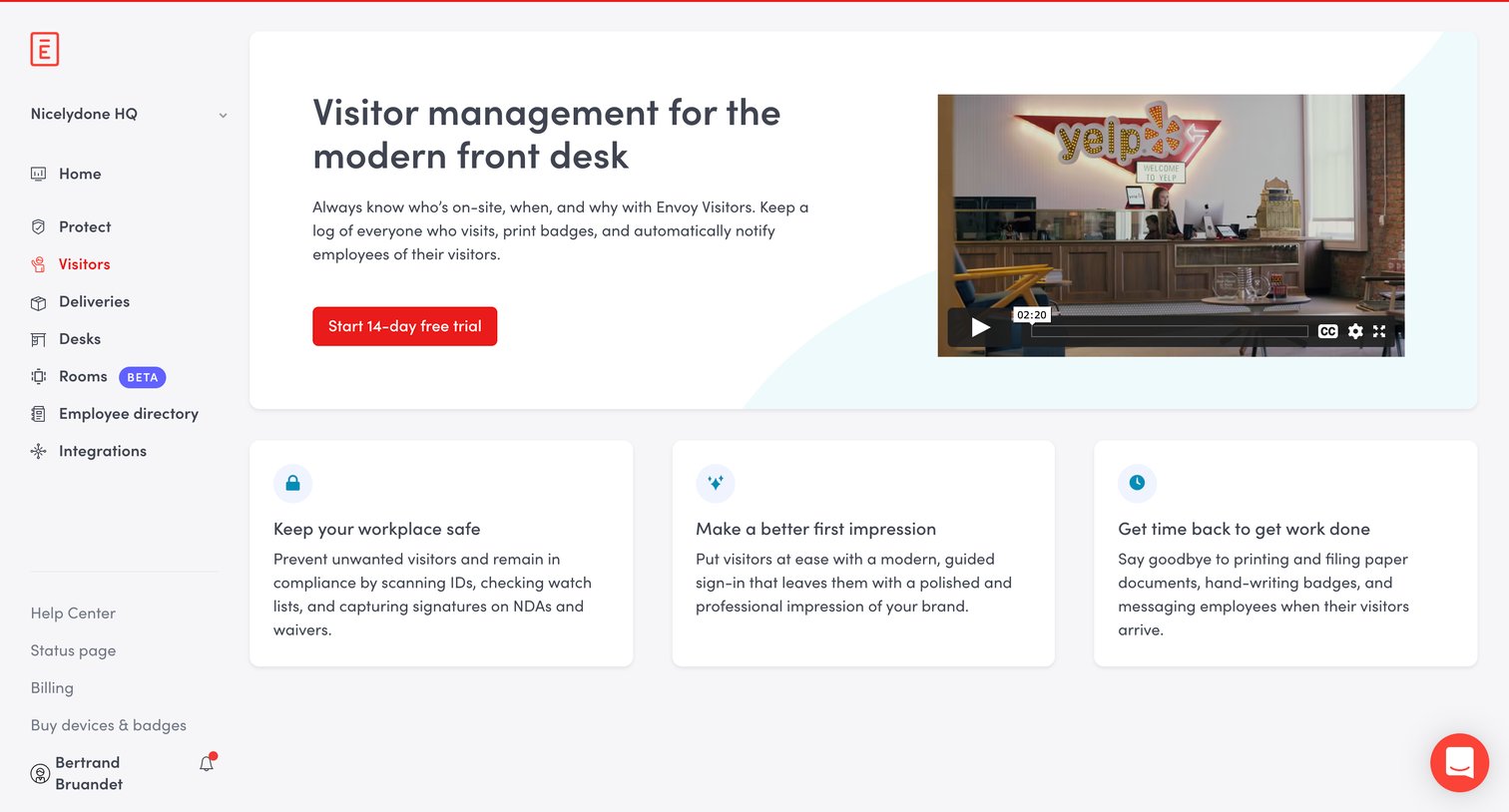 Envoy - Visitors · Envoy screen