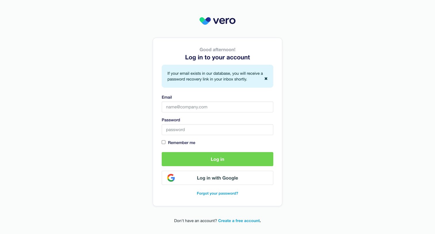Vero - Login | Vero screen