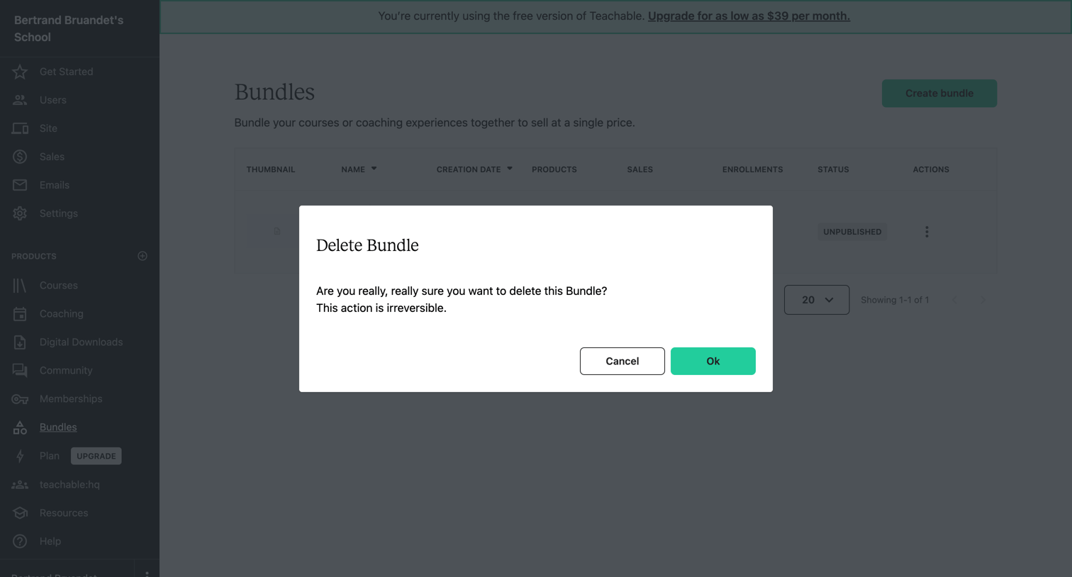 Teachable - Admin | Teachable screen