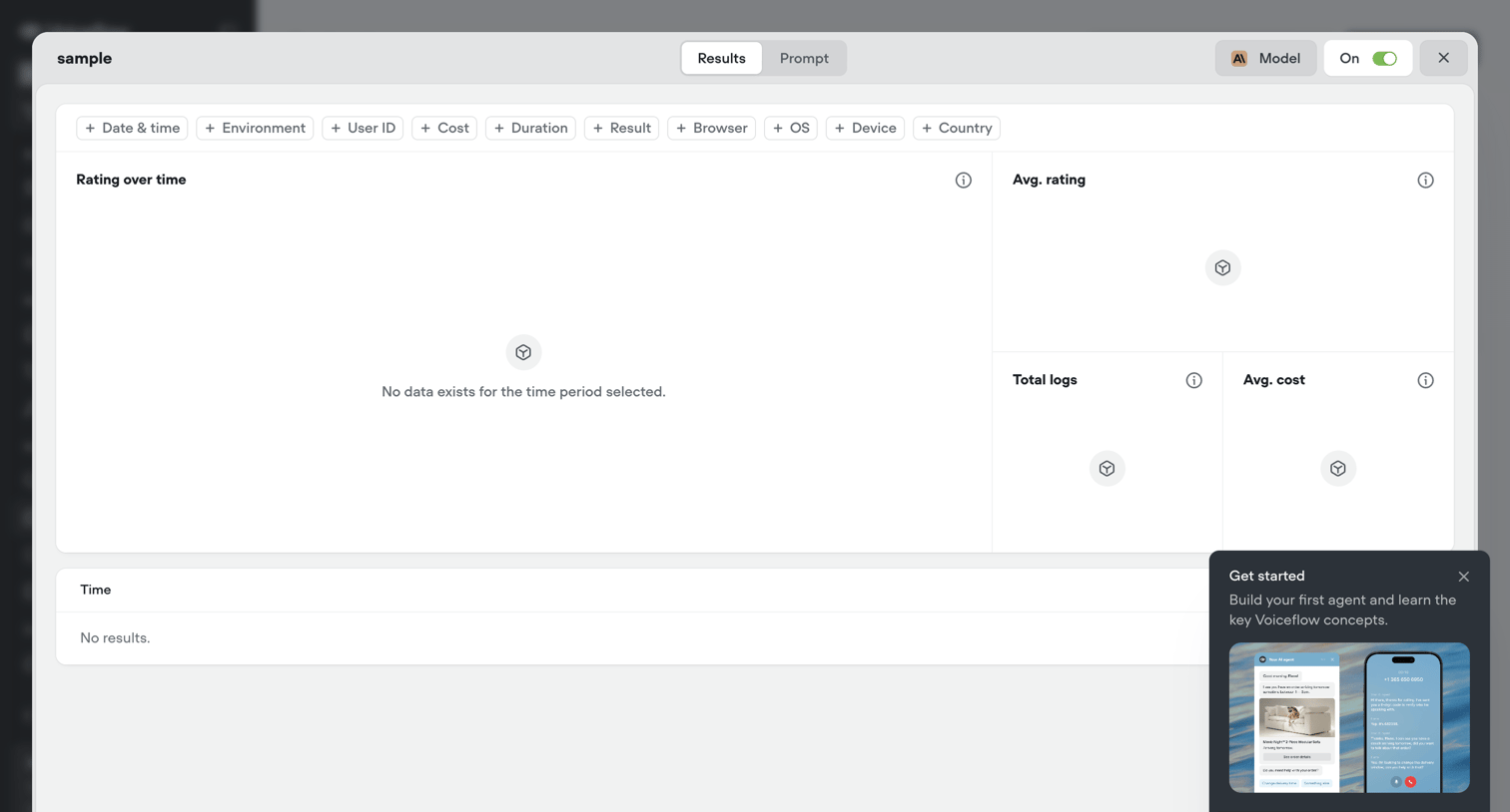 Voiceflow - My first AI agent screen