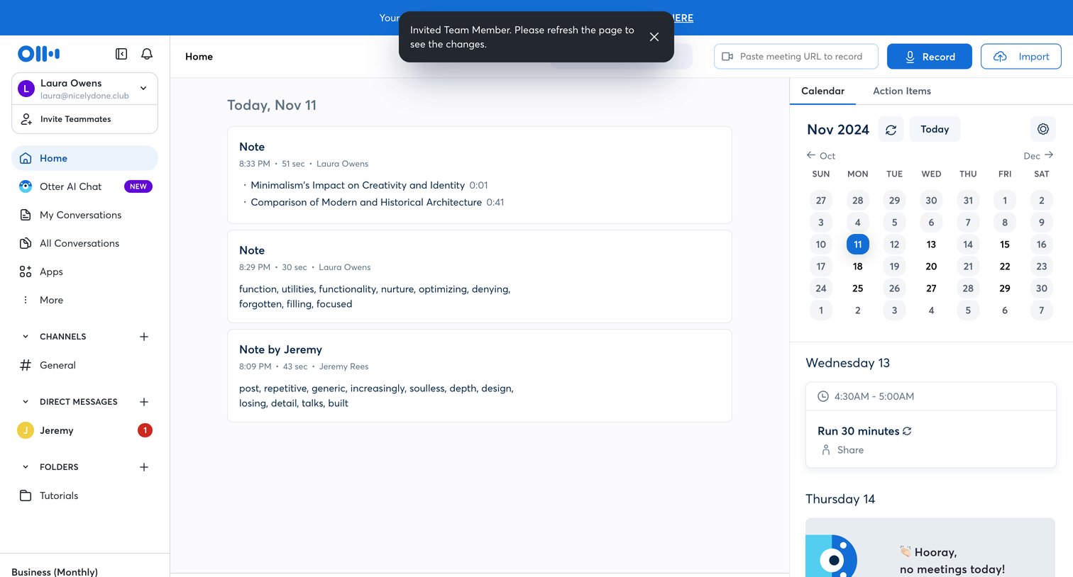 Otter - Otter Voice Meeting Notes - Otter.ai screen