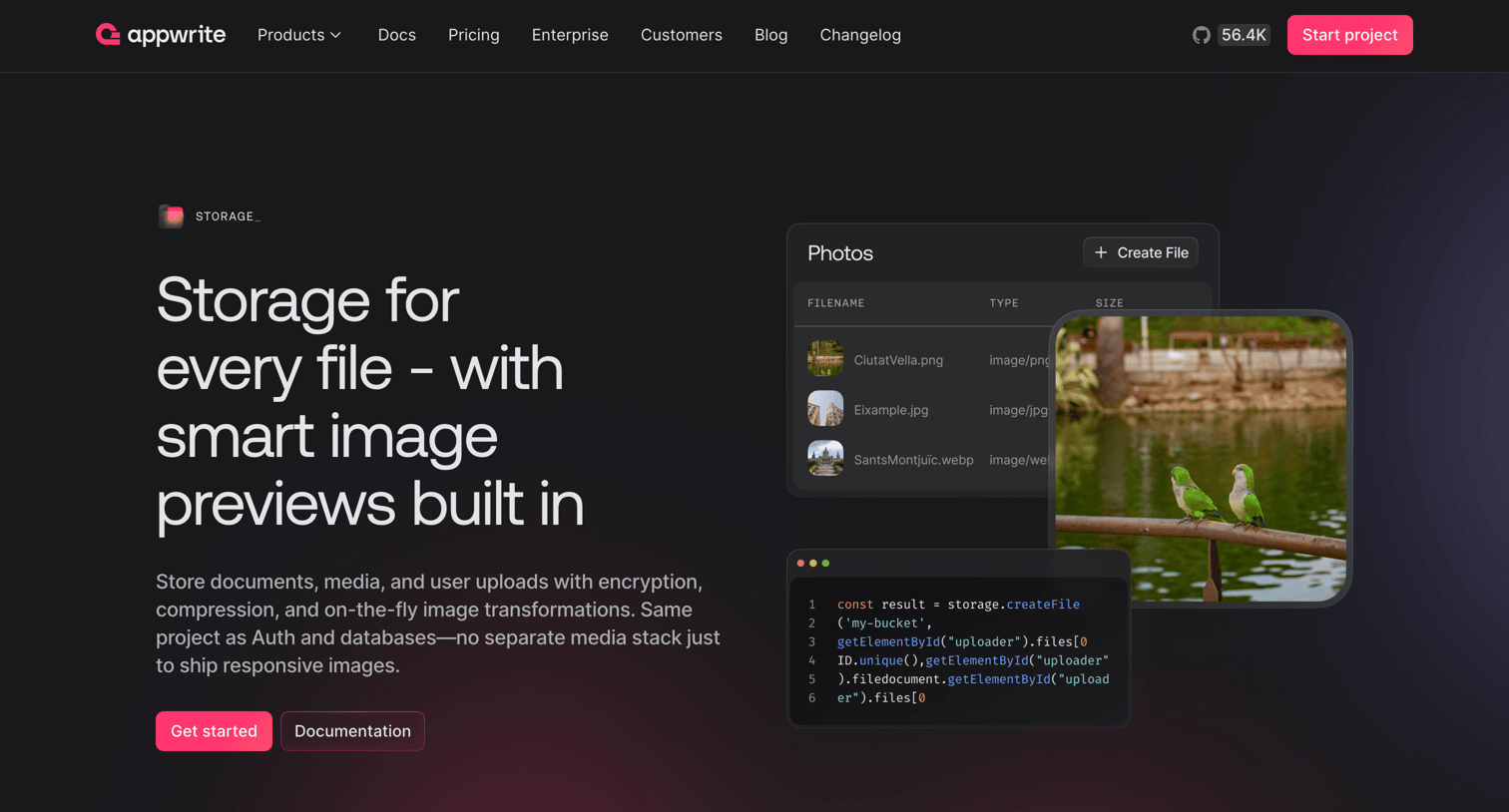 Appwrite - Appwrite Storage - Appwrite screen