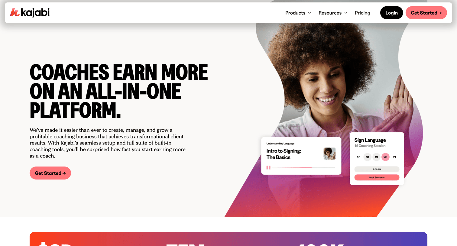 Kajabi - Create and Sell Coaching Programs | Kajabis All-in-One Platform screen