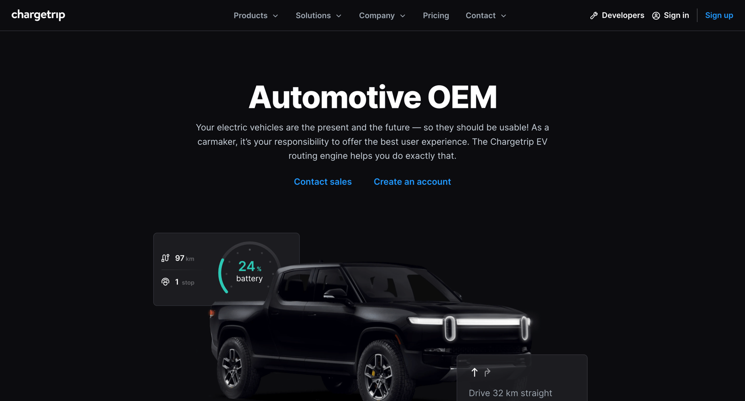 Chargetrip - Solutions for Automotive OEMs - EV Routing | Chargetrip screen