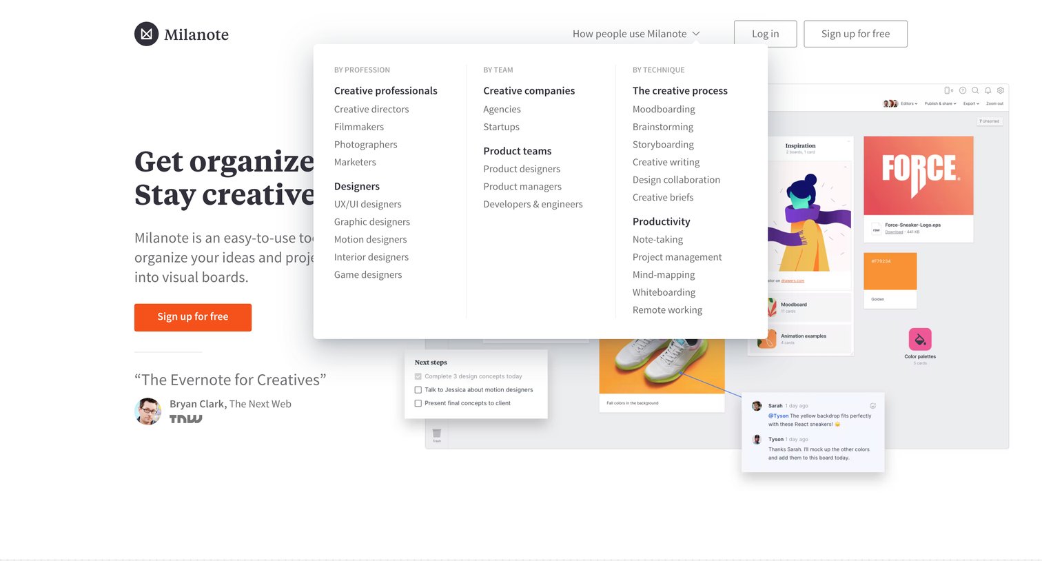 Milanote - Milanote - the tool for organizing creative projects screen