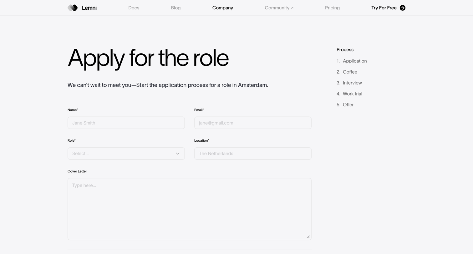 Lemni - Lemni · Role › Apply screen