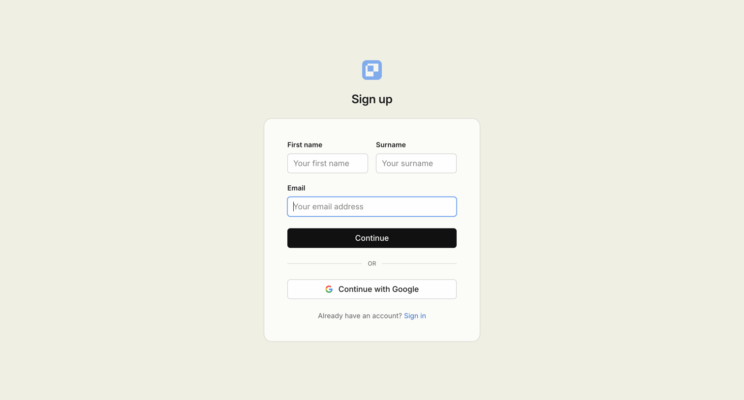 Sign up from Paper