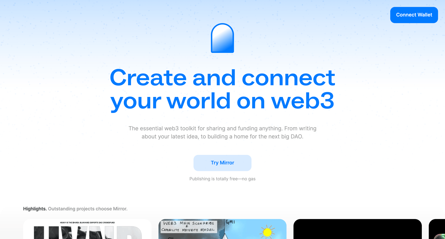 Mirror - Mirror Create and connect your world on web3 screen