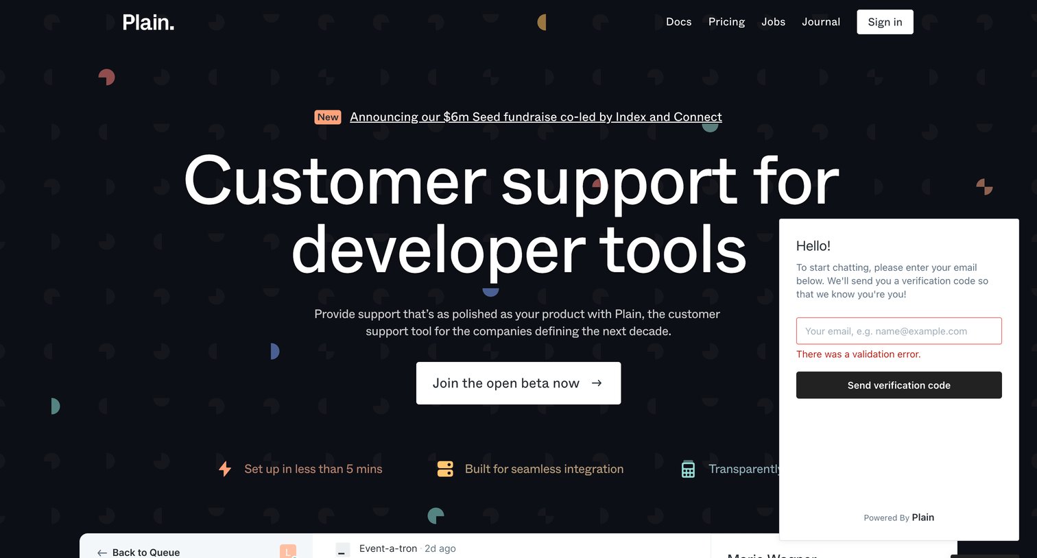 Plain - Plain - Customer support for modern tools screen