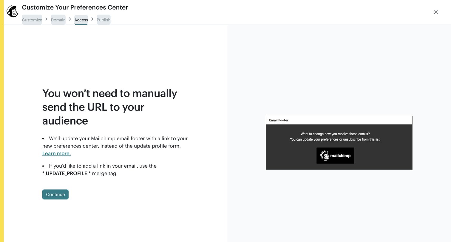 Mailchimp - Create Preferences Center | Mailchimp screen