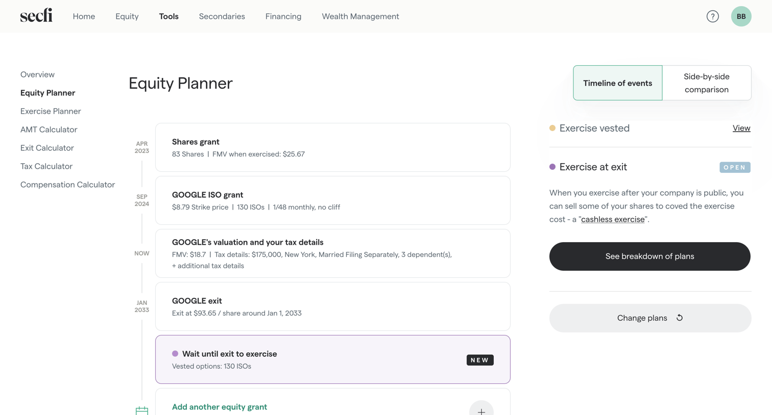 Equity Planner | Secfi from Secfi