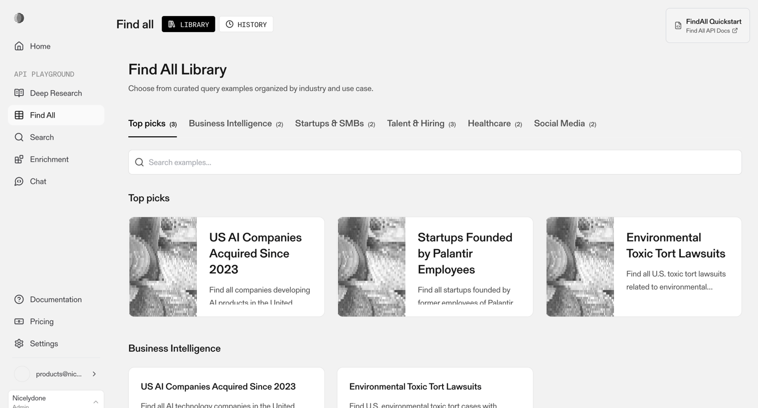 Parallel - Find All - Library screen