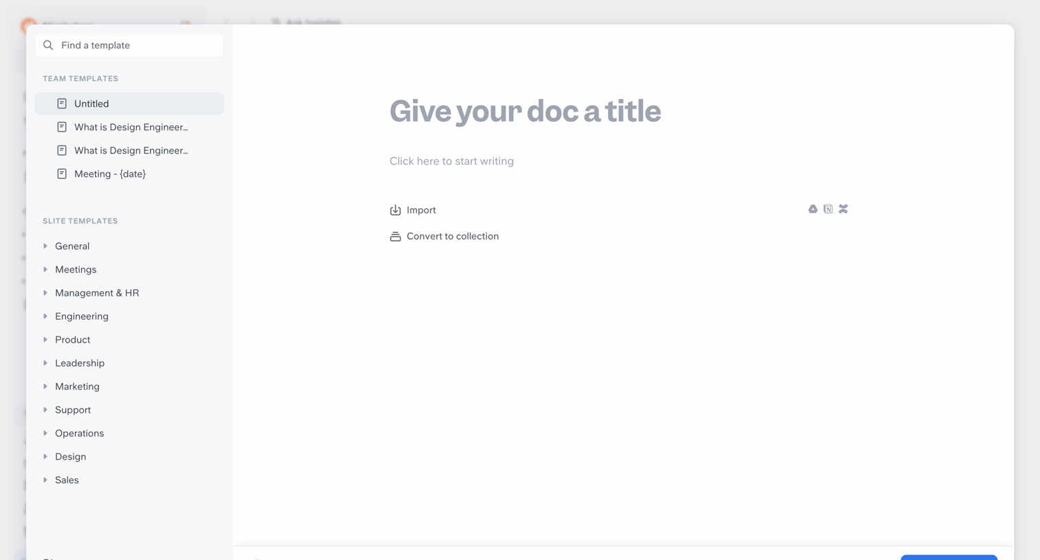 Slite - - Templates screen