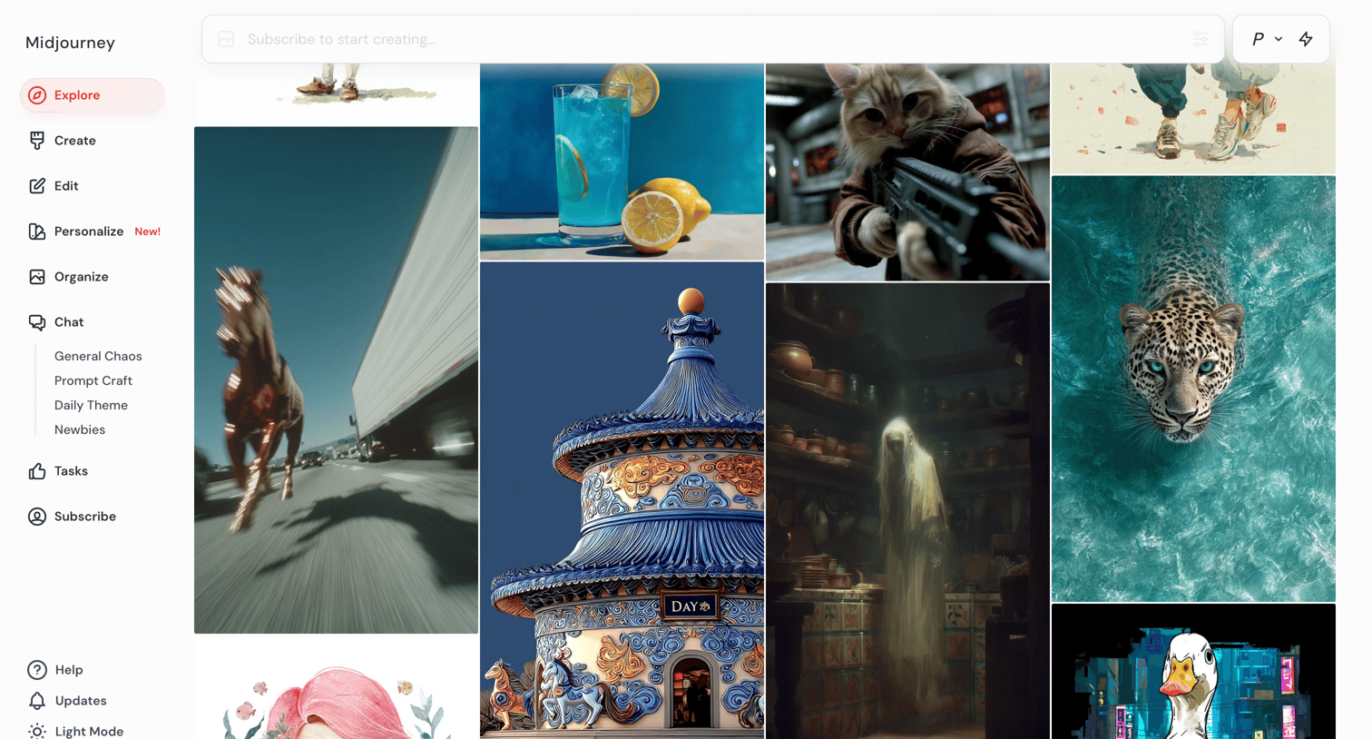 Midjourney - Explore screen