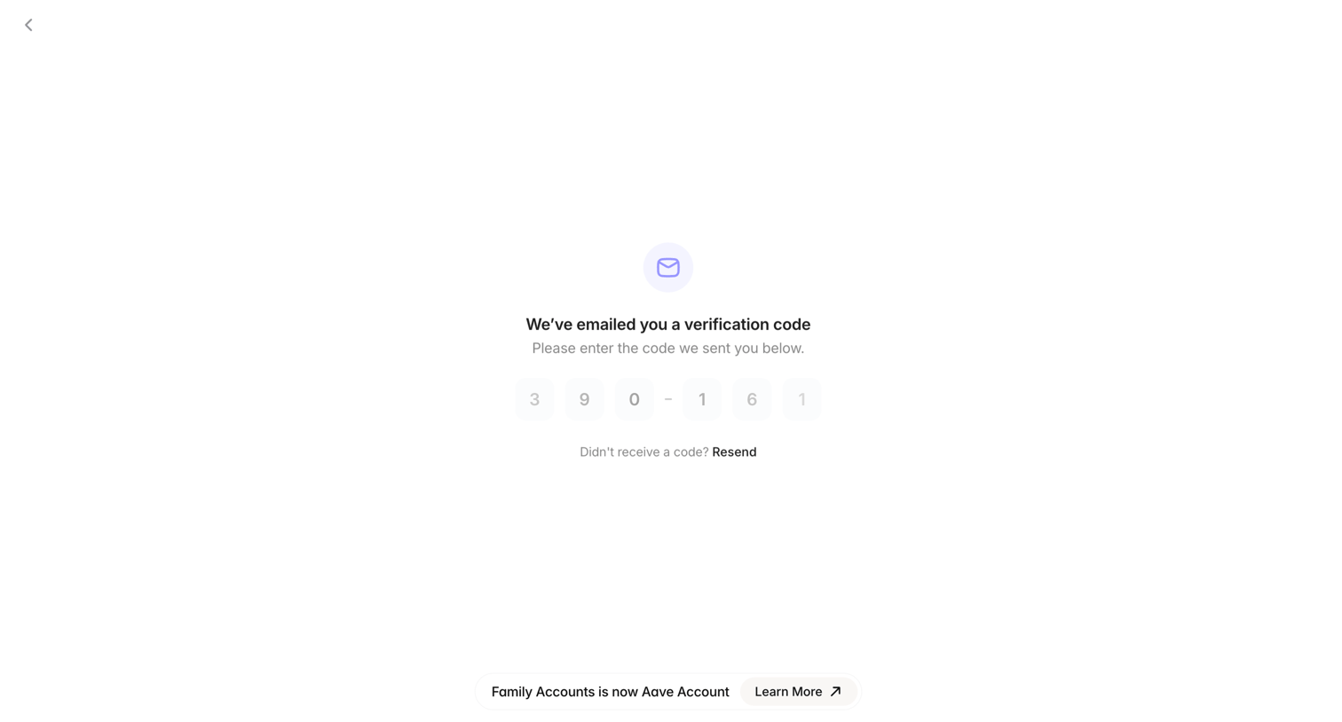 Family - Aave Account screen