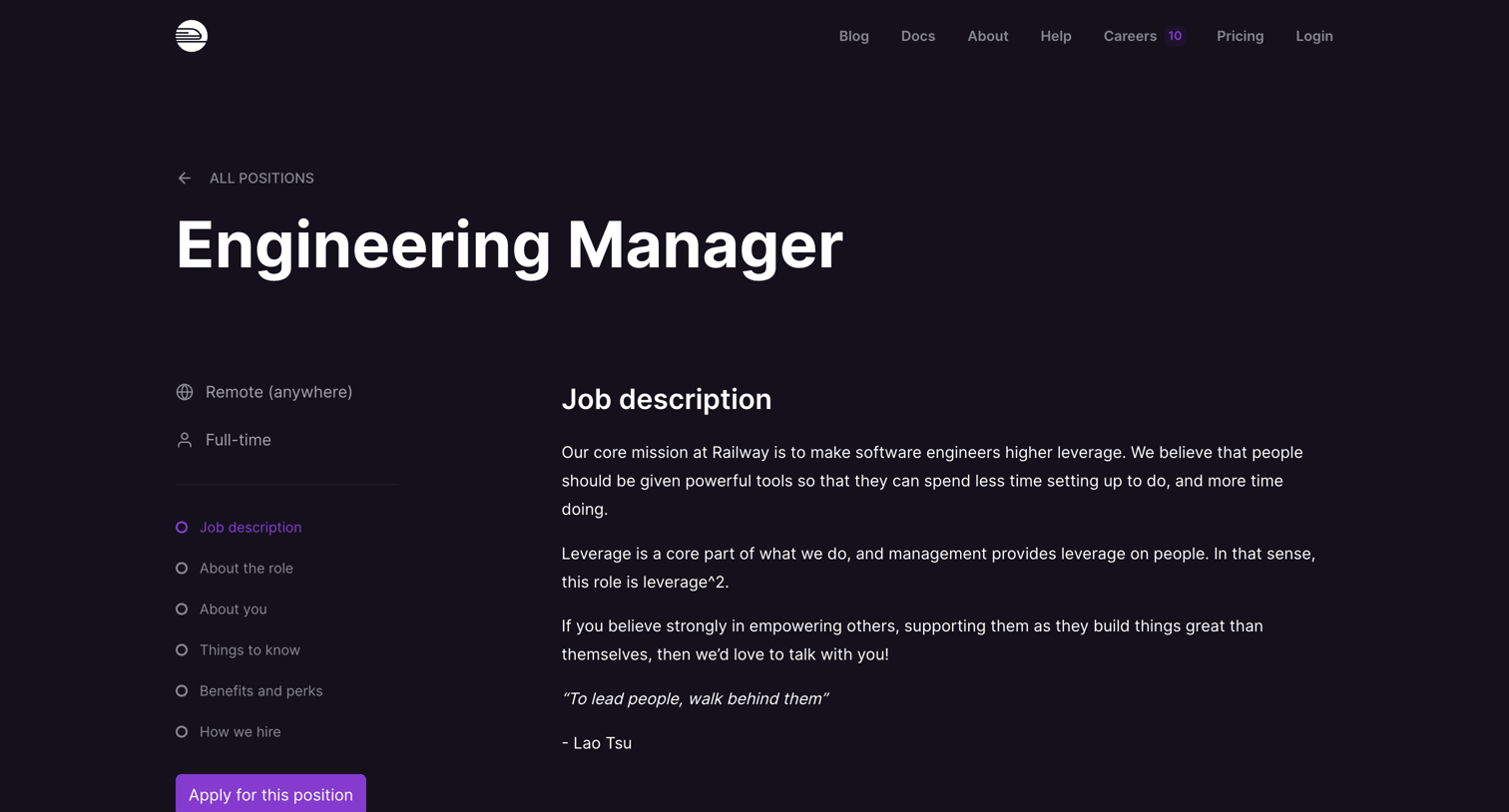 Railway - Engineering Manager screen