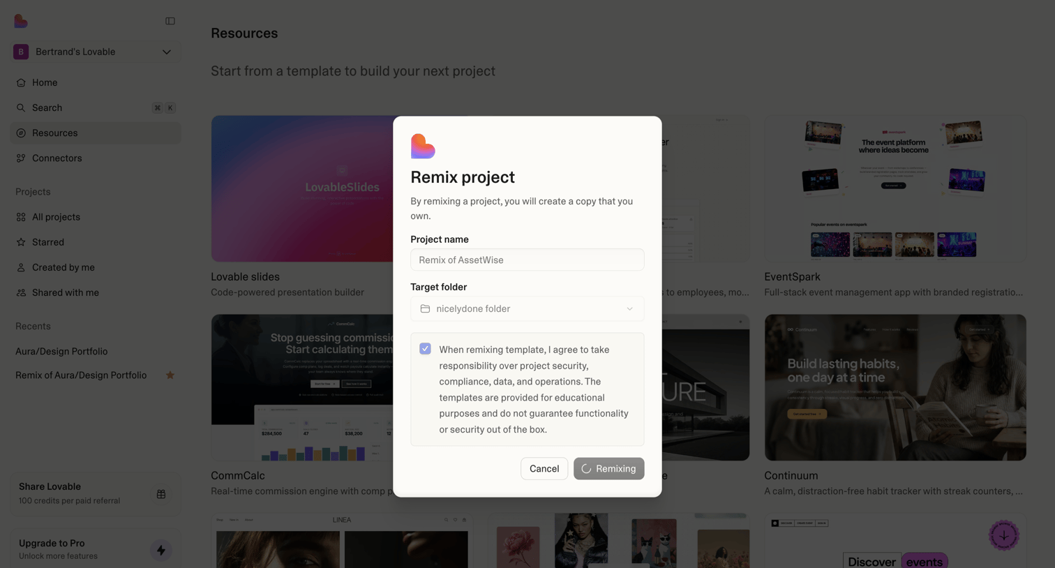 Lovable - Resources | Lovable screen