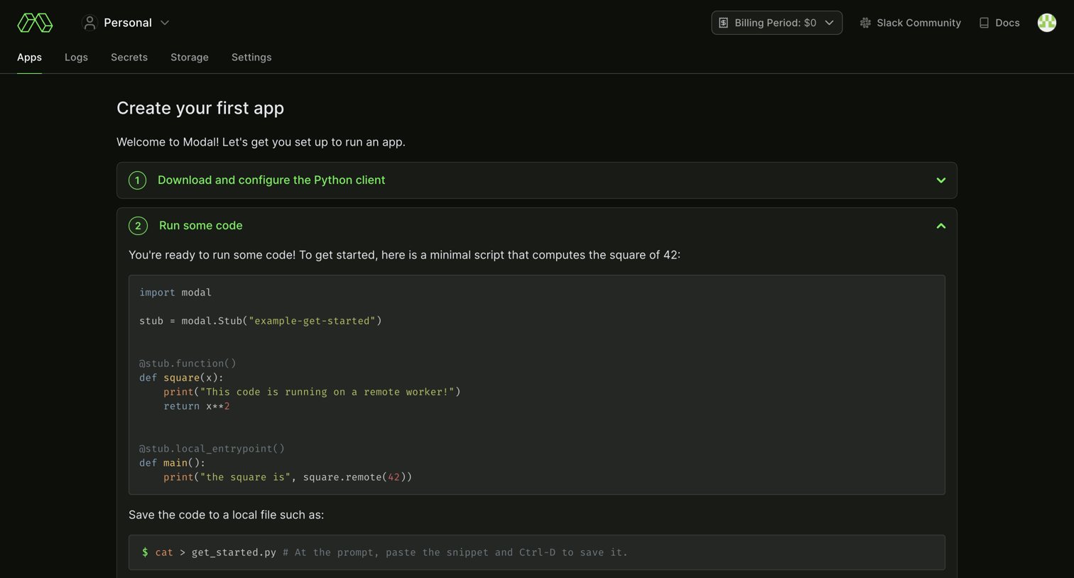 Modal screen