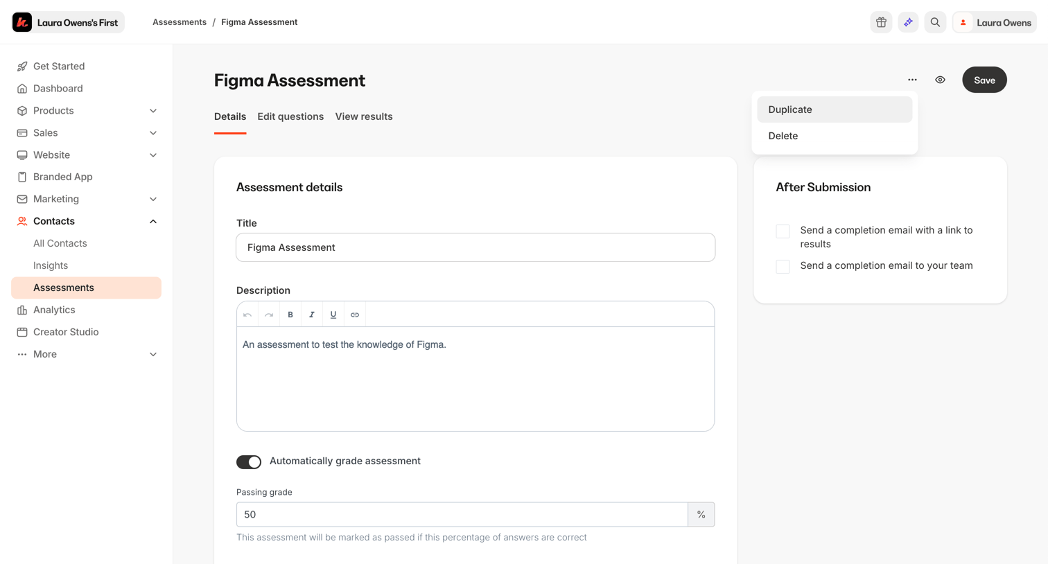 Kajabi - Kajabi - adminassessments2148407014edit screen
