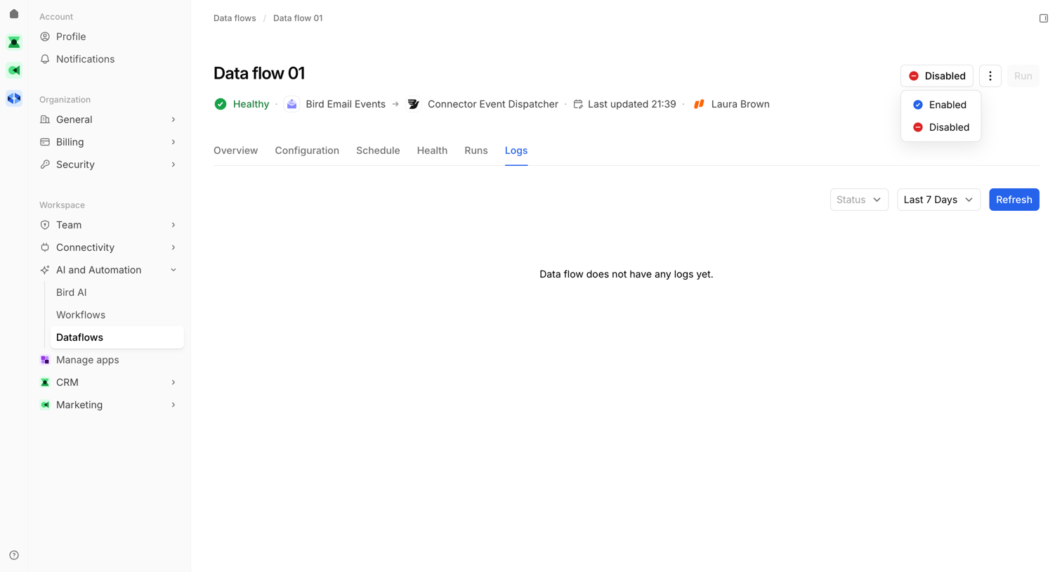 Bird - Data flow 01 | Data flows | Bird screen