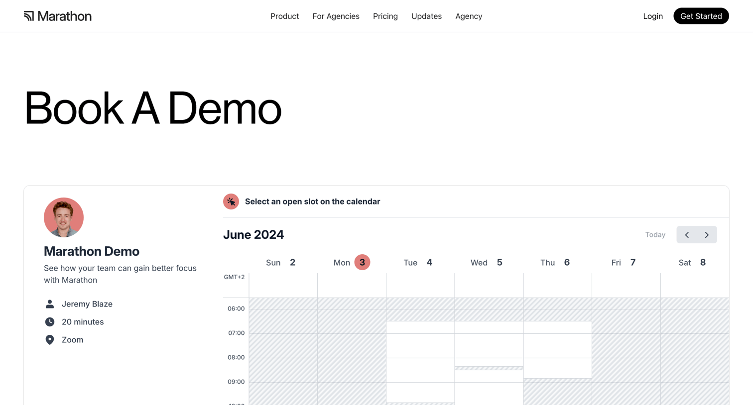Marathon - Book A Demo – Marathon screen