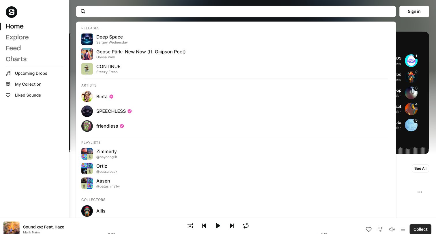 Sound.xyz screen