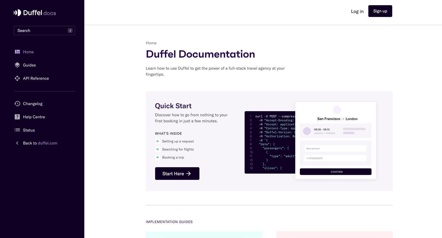 Duffel - Docs – Duffel screen