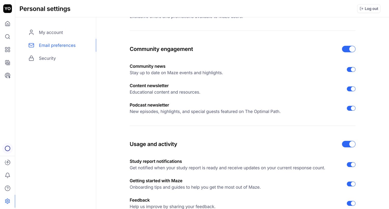 Maze - Maze - Settings screen