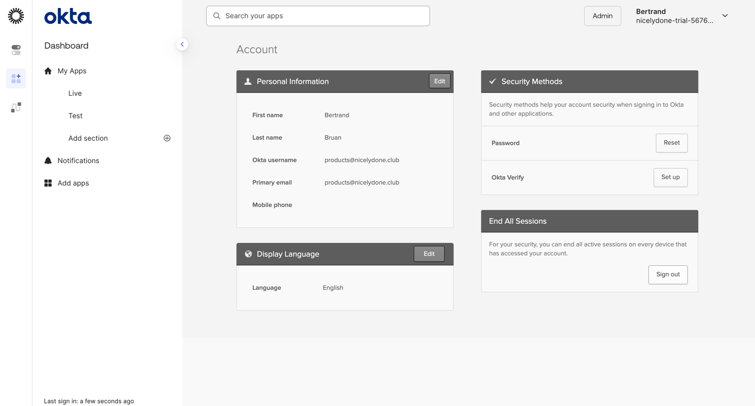 My Apps Dashboard | nicelydone-trial-5676070 from Okta