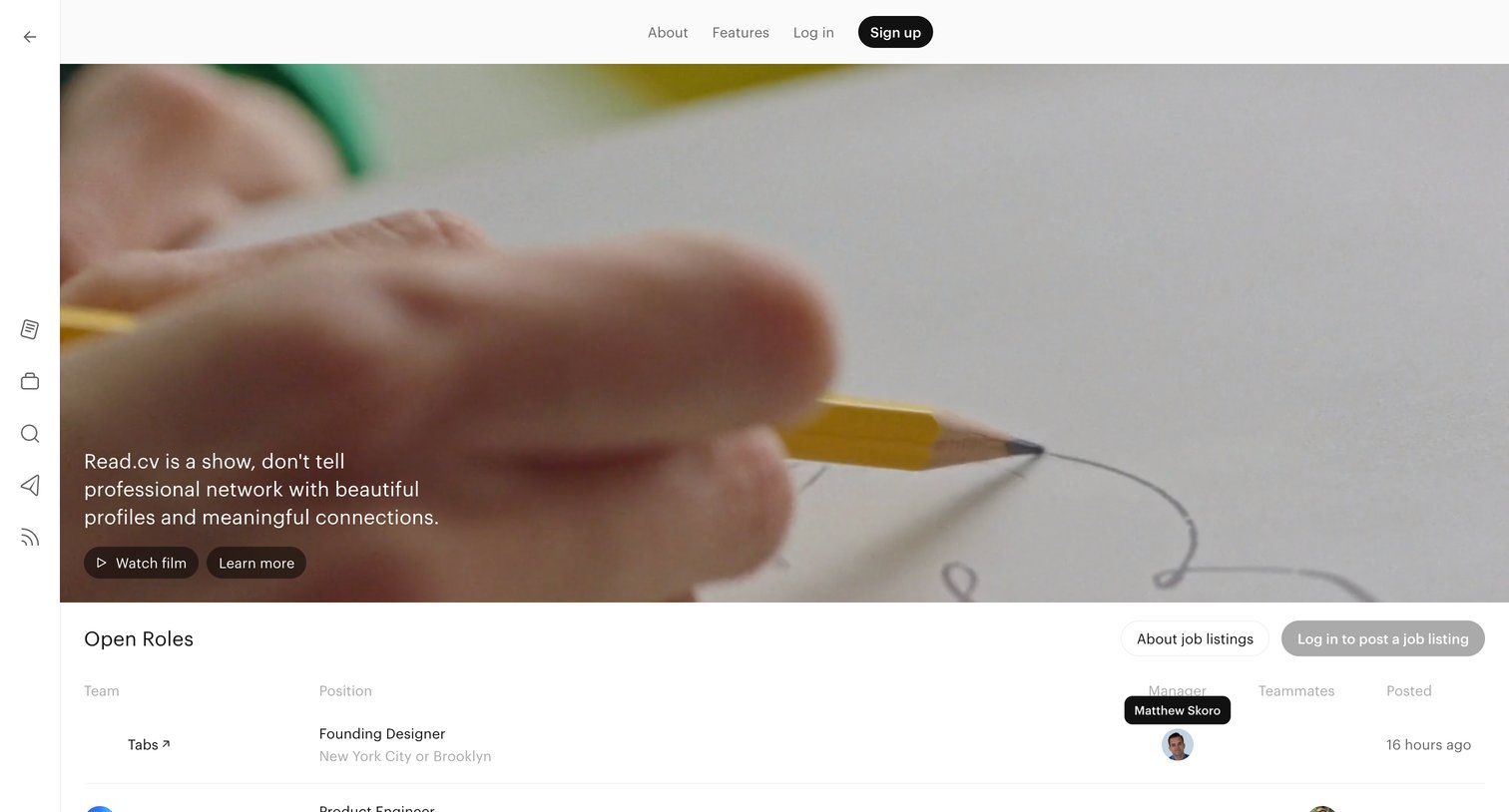 Read.cv - Open Roles screen