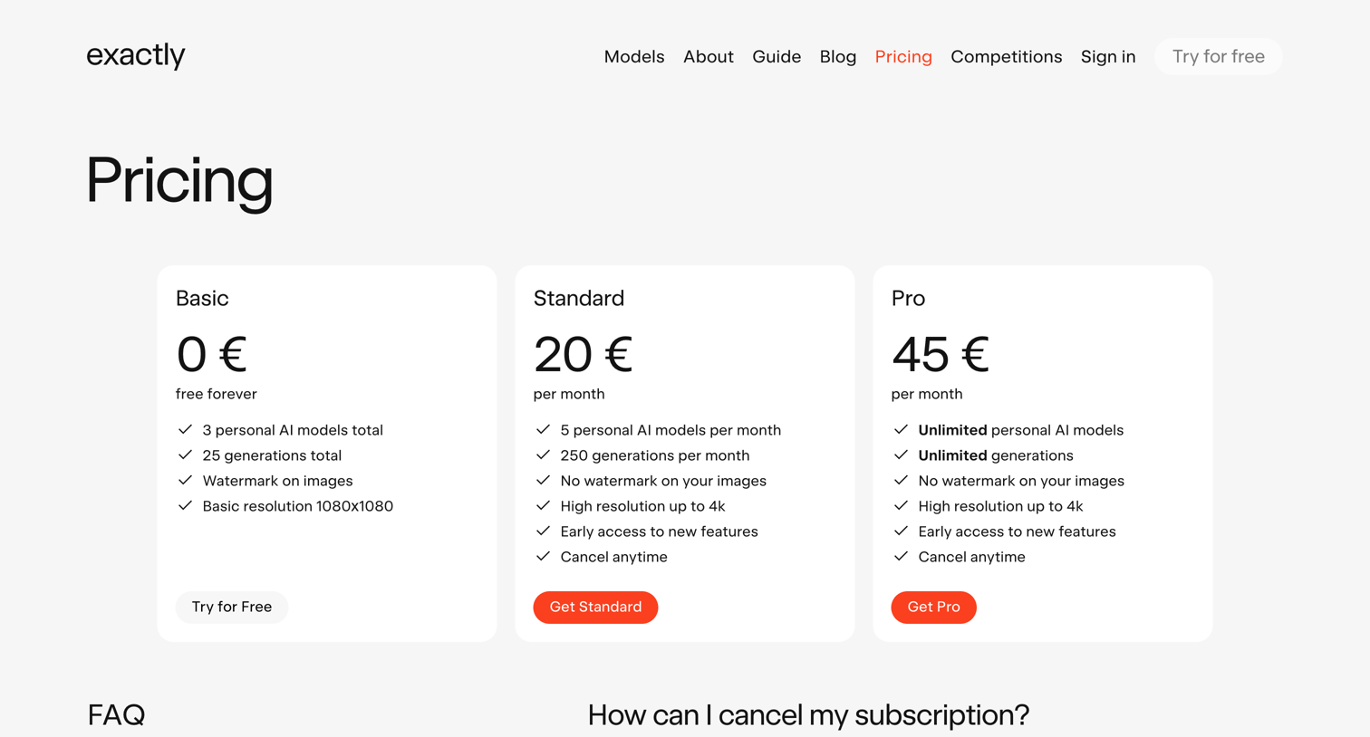 Exactly - Pricing | Exactly.ai screen